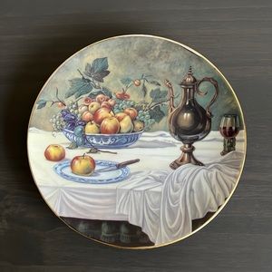 Limoges Decorative Fruit Still Life Plate with Gold Rim